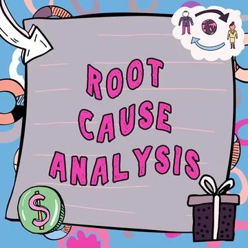 Text sign showing Root Cause Analysis. Business idea Method of Problem Solving Stock Illustration