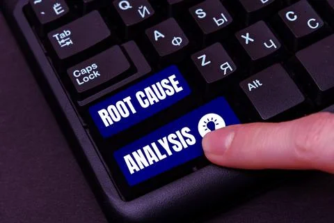 Text sign showing Root Cause Analysis. Word Written on Method of Problem Solving Stock Photos