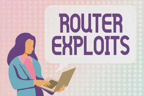 Text sign showing Router Exploits. Business idea takes advantage of a security イラスト素材