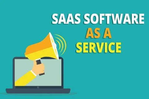 Text sign showing Saas Software As A Service. Conceptual photo the use of cloud Illustrazione stock