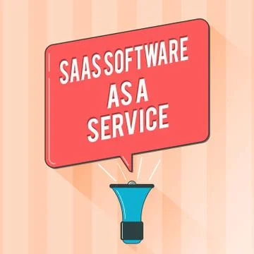 Text sign showing Saas Software As A Service. Conceptual photo the use of cloud Illustrazione stock