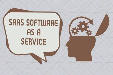 Text sign showing Saas Software As A Service. Conceptual photo the use of cloud Illustrazione stock