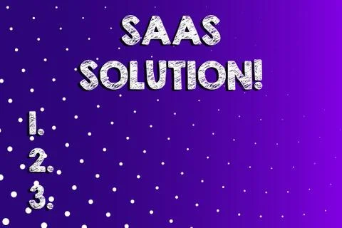 Text sign showing Saas Solution. Conceptual photo software delivery method that Illustrazione stock