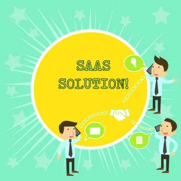 Text sign showing Saas Solution. Conceptual photo software delivery method that Stock Illustration