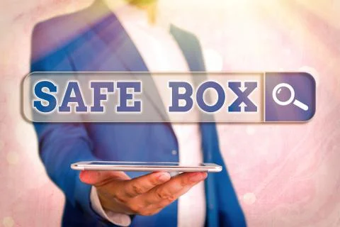 Text sign showing Safe Box. Conceptual photo A small structure where you can 写真素材