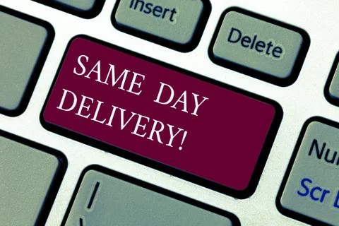 Text sign showing Same Day Delivery. Conceptual photo order will leave our Stock Photos