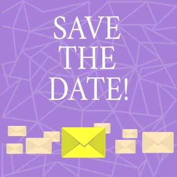 Text sign showing Save The Date. Conceptual photo Systematized events Scheduled Illustrazione stock