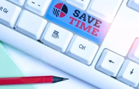 Text sign showing Save Time. Conceptual photo to do something more efficiently Foto stock