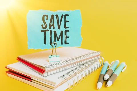 Text sign showing Save Time. Word Written on to do something more efficiently 写真素材