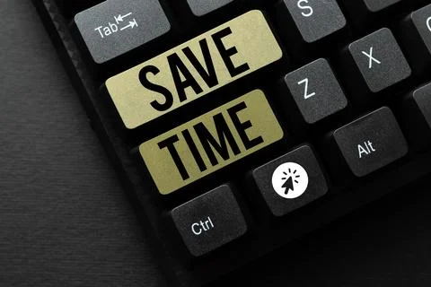 Text sign showing Save Time. Concept meaning to do something more efficiently Foto stock