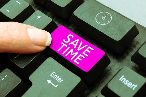 Text sign showing Save Time. Conceptual photo to do something more efficiently Foto stock