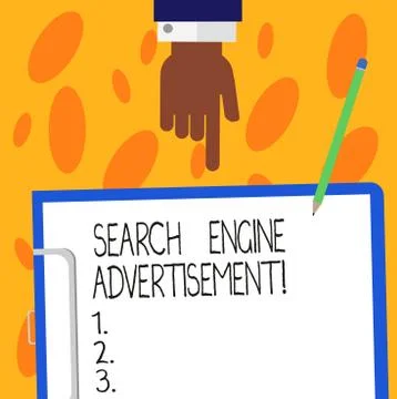 Text sign showing Search Engine Advertisement. Conceptual photo Placing online Stock-Illustration