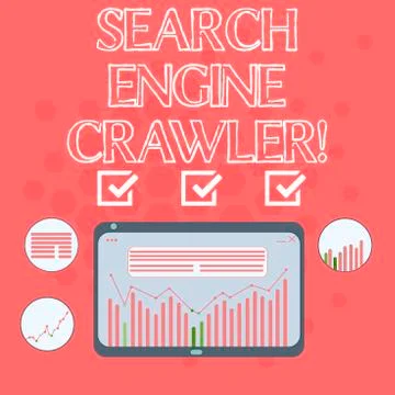 Text sign showing Search Engine Crawler. Conceptual photo program or automated Illustration
