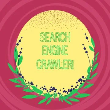 Text sign showing Search Engine Crawler. Conceptual photo program or automated Stock-Illustration