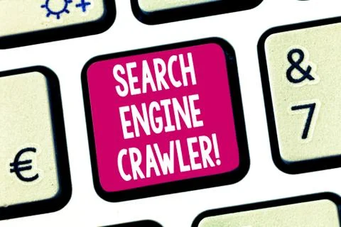 Text sign showing Search Engine Crawler. Conceptual photo program or automated 写真素材