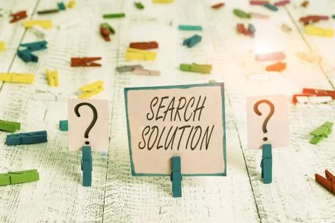 Text sign showing Search Solution. Conceptual photo an action or process of Stock Photos