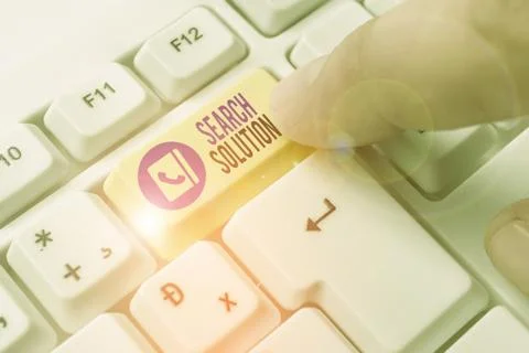 Text sign showing Search Solution. Conceptual photo an action or process of Stock Photos