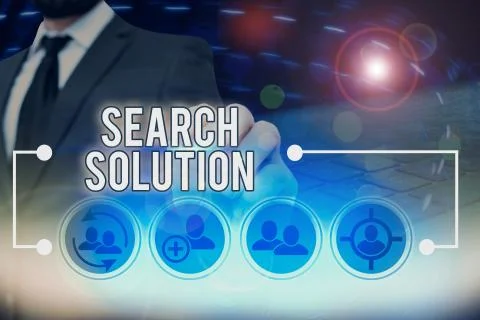 Text sign showing Search Solution. Conceptual photo an action or process of Stock Photos