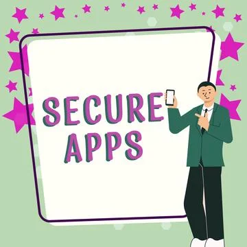 Text sign showing Secure Apps. Word for protect the device and its data from Stock Illustration