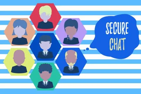 Text sign showing Secure Chat. Conceptual photo approach to protect messages Stock Illustration