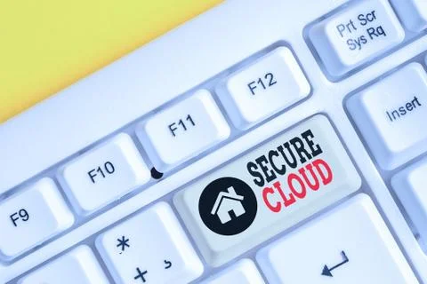 Text sign showing Secure Cloud. Conceptual photo Protect the stored information 스톡 사진