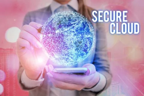 Text sign showing Secure Cloud. Conceptual photo Protect the stored information Foto stock