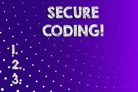 Text sign showing Secure Coding. Conceptual photo Applied to avoid the Stock Illustration