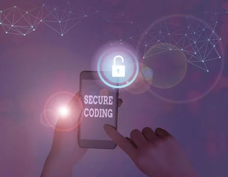 Text sign showing Secure Coding. Conceptual photo Applied to avoid the Stock Photos