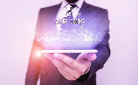 Text sign showing Secure Coding. Conceptual photo Applied to avoid the Stock Photos