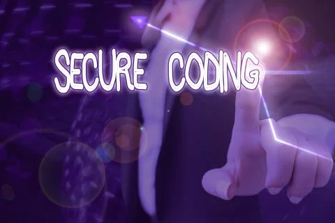 Text sign showing Secure Coding. Conceptual photo Applied to avoid the Stock Photos