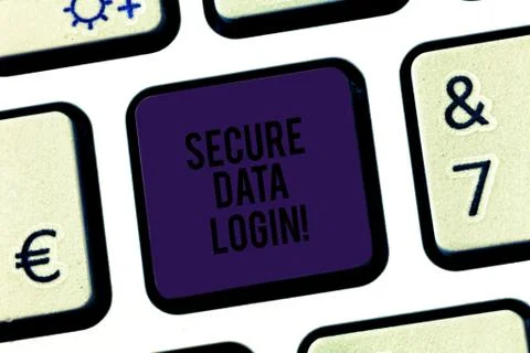 Text sign showing Secure Data Login. Conceptual photo set of credentials used to Stock Photos