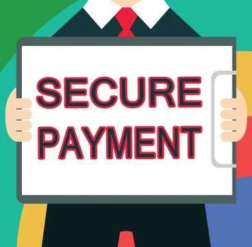 Text sign showing Secure Payment. Conceptual photo Security of Payment refers to Ilustração Stock