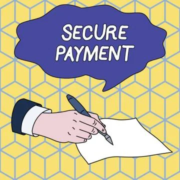 Text sign showing Secure Payment. Conceptual photo Security of Payment refers to Ilustração Stock