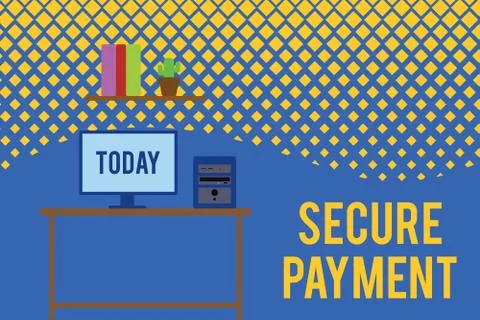 Text sign showing Secure Payment. Conceptual photo Security of Payment refers to Ilustração Stock