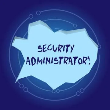 Text sign showing Security Administrator. Conceptual photo demonstrating who Illustrazione stock