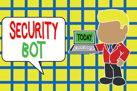 Text sign showing Security Bot. Conceptual photo software that performs an Illustrazione stock