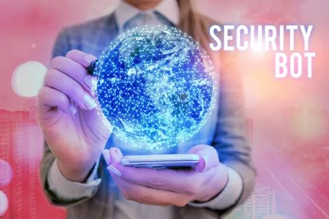 Text sign showing Security Bot. Conceptual photo software that performs an Foto stock