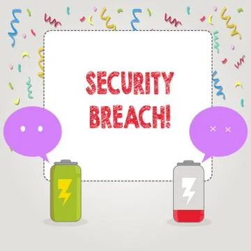 Text sign showing Security Breach. Conceptual photo Unauthorized access to Data Stock Illustration