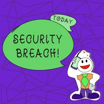 Text sign showing Security Breach. Conceptual photo Unauthorized access to Data Stock Illustration