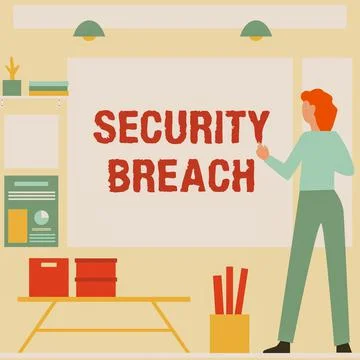 Text sign showing Security Breach. Word Written on incident that results in 库存插图