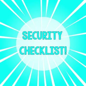 Text sign showing Security Checklist. Conceptual photo Protection of Data and Illustrazione stock
