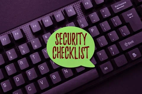 Text sign showing Security Checklist. Conceptual photo Protection of Data and Stock Photos