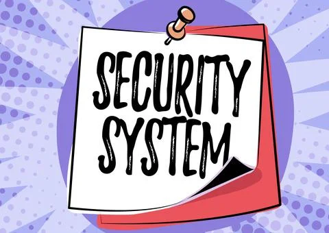 Text sign showing Security System. Conceptual photo system designed to detect Stock Illustration