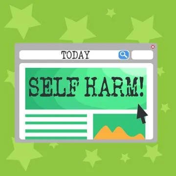 Text sign showing Self Harm. Conceptual photo deliberate injury typically Illustrazione stock