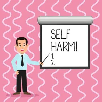 Text sign showing Self Harm. Conceptual photo deliberate injury typically Illustrazione stock