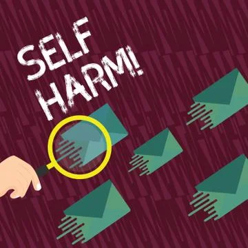 Text sign showing Self Harm. Conceptual photo deliberate injury typically Illustrazione stock