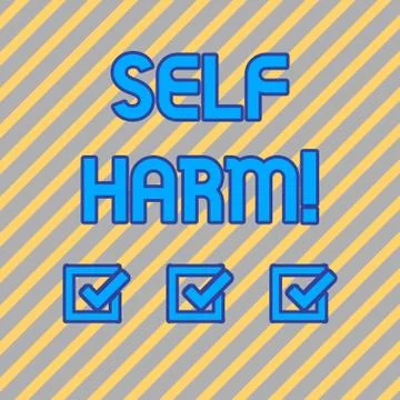 Text sign showing Self Harm. Conceptual photo deliberate injury typically Illustrazione stock