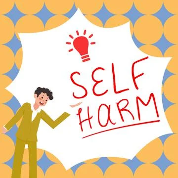 Text sign showing Self Harm. Internet Concept state of health and well-being and Illustrazione stock