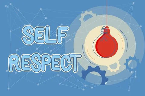 Text sign showing Self Respect. Business showcase Pride and confidence in Illustrazione stock