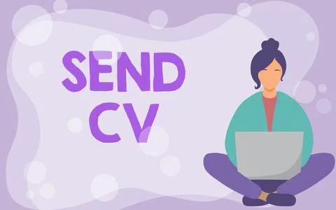 Text sign showing Send Cv. Business idea pass resume to identify the skills or Stock Illustration